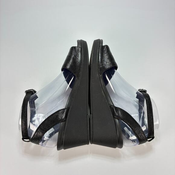 Crocs Leigh Ann Black Ankle Strap Wedge Sandals Comfort Slip On Women's Size 7 - Picture 7 of 9